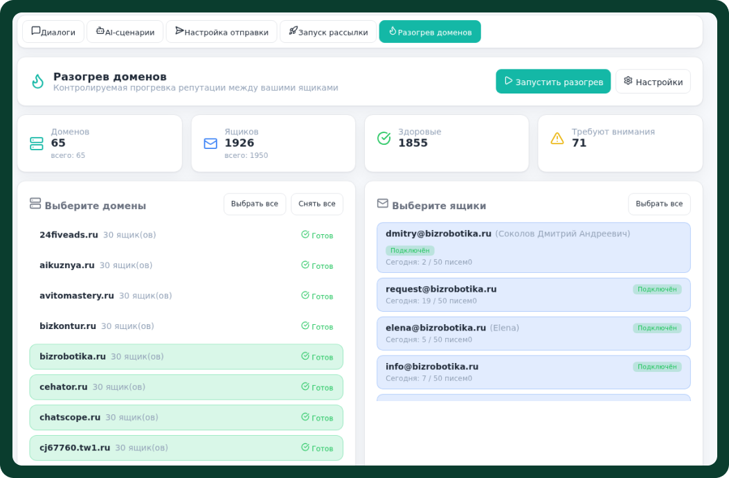 Emailzavr — разогрев доменов и ящиков
